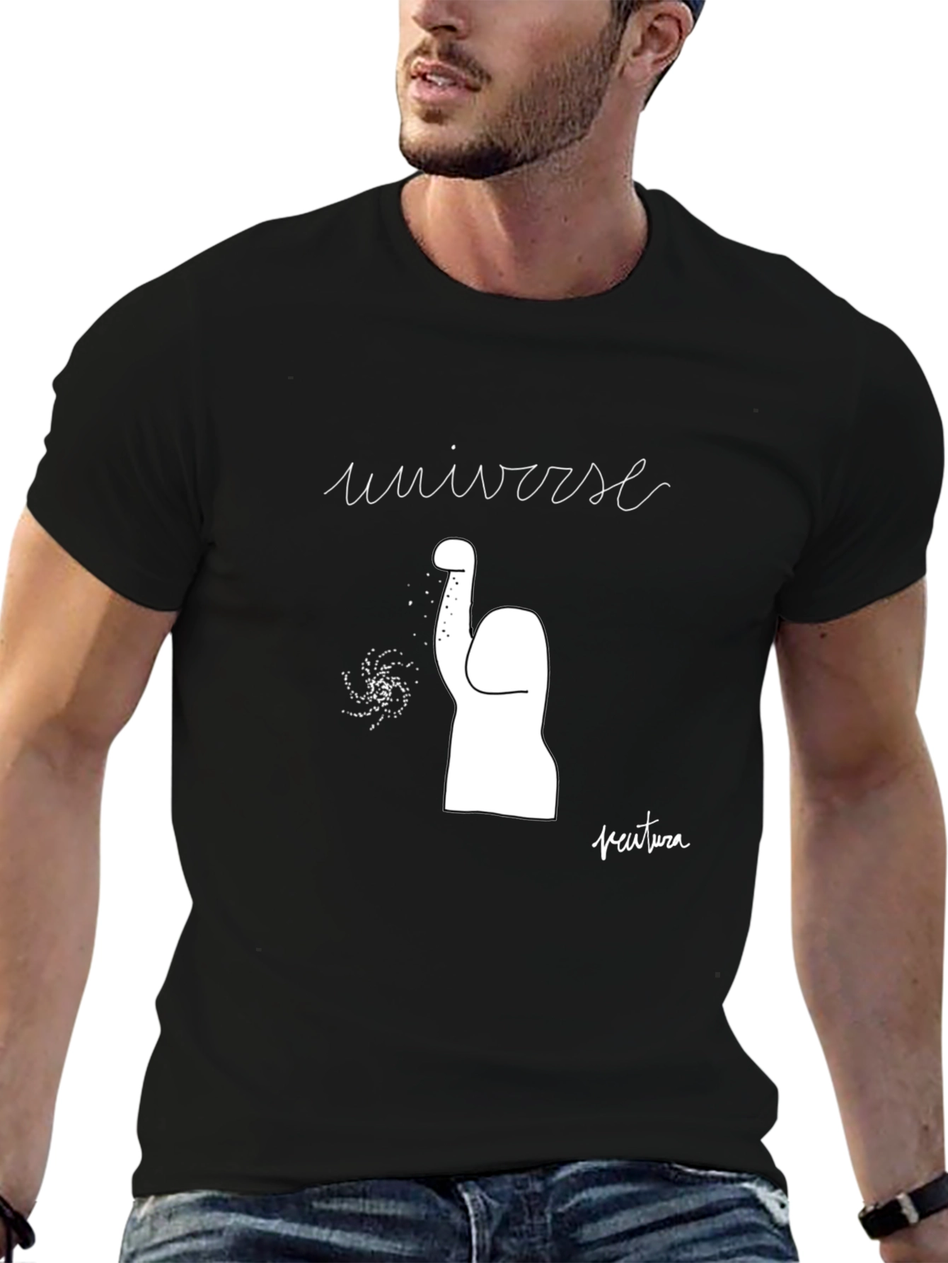 Universe Graphic Tee - Black Cotton T-Shirt