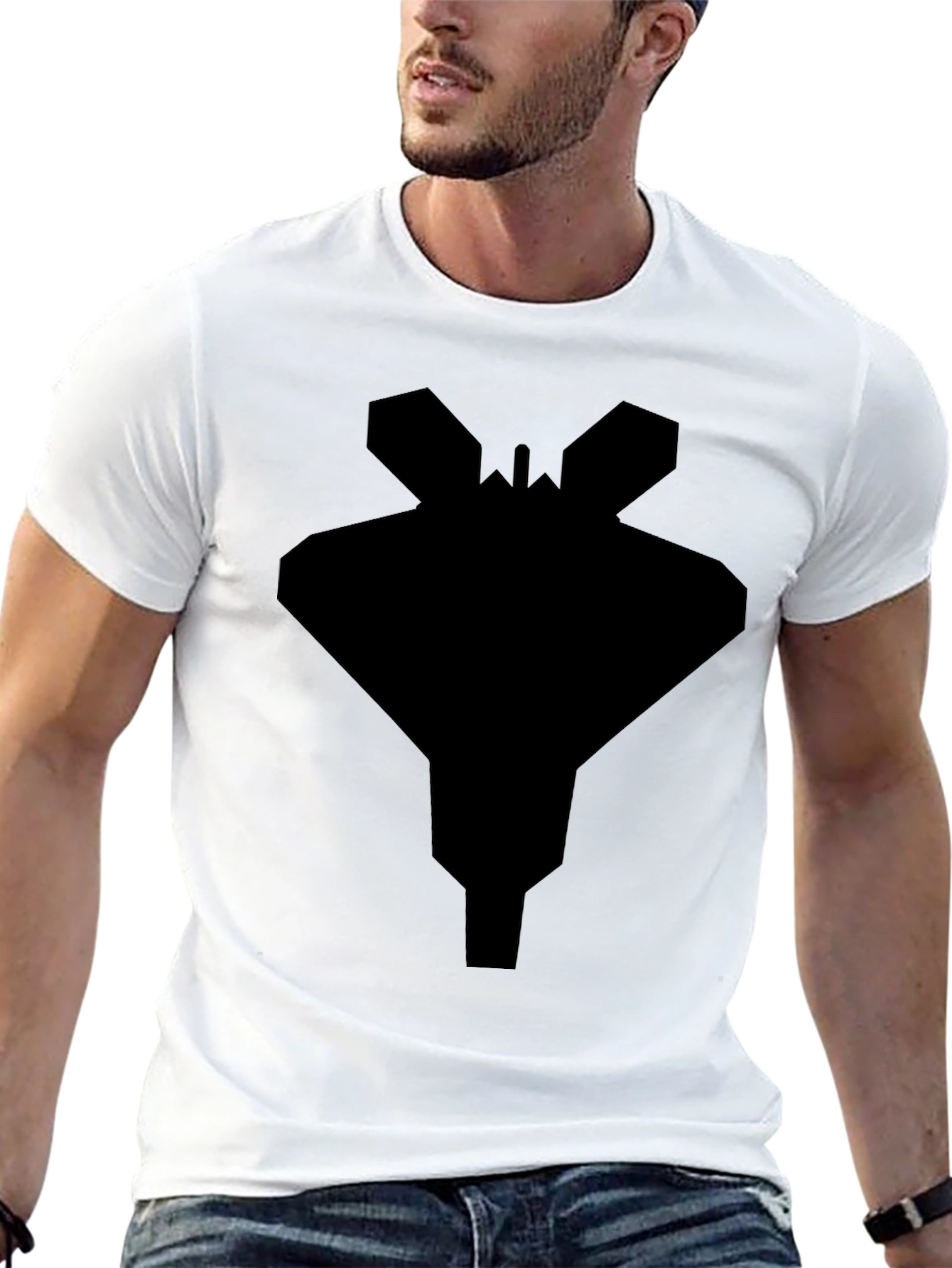 Stealth Jet Black T-Shirt - Modern Geometric Design