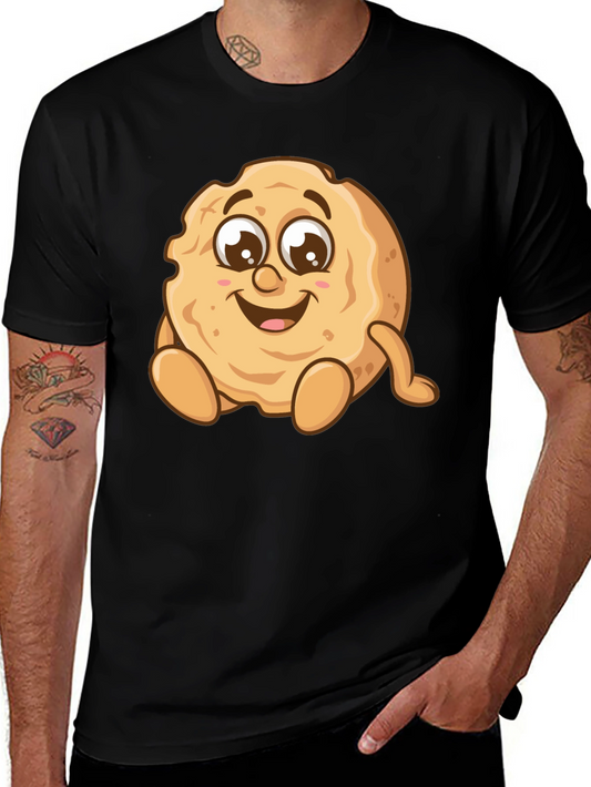 Funny Cookie Cartoon Graphic Tee - Unisex Black T-Shirt