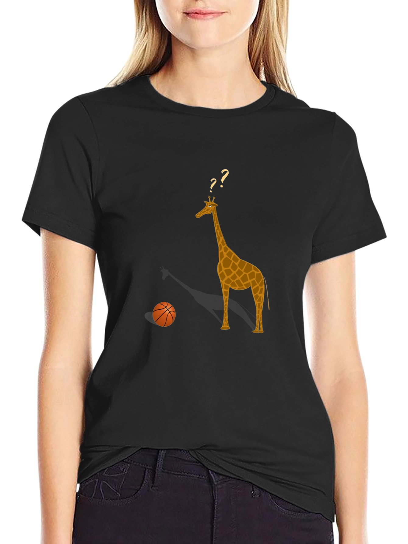 Giraffe Basketball T-Shirt - Novelty Graphic Tee
