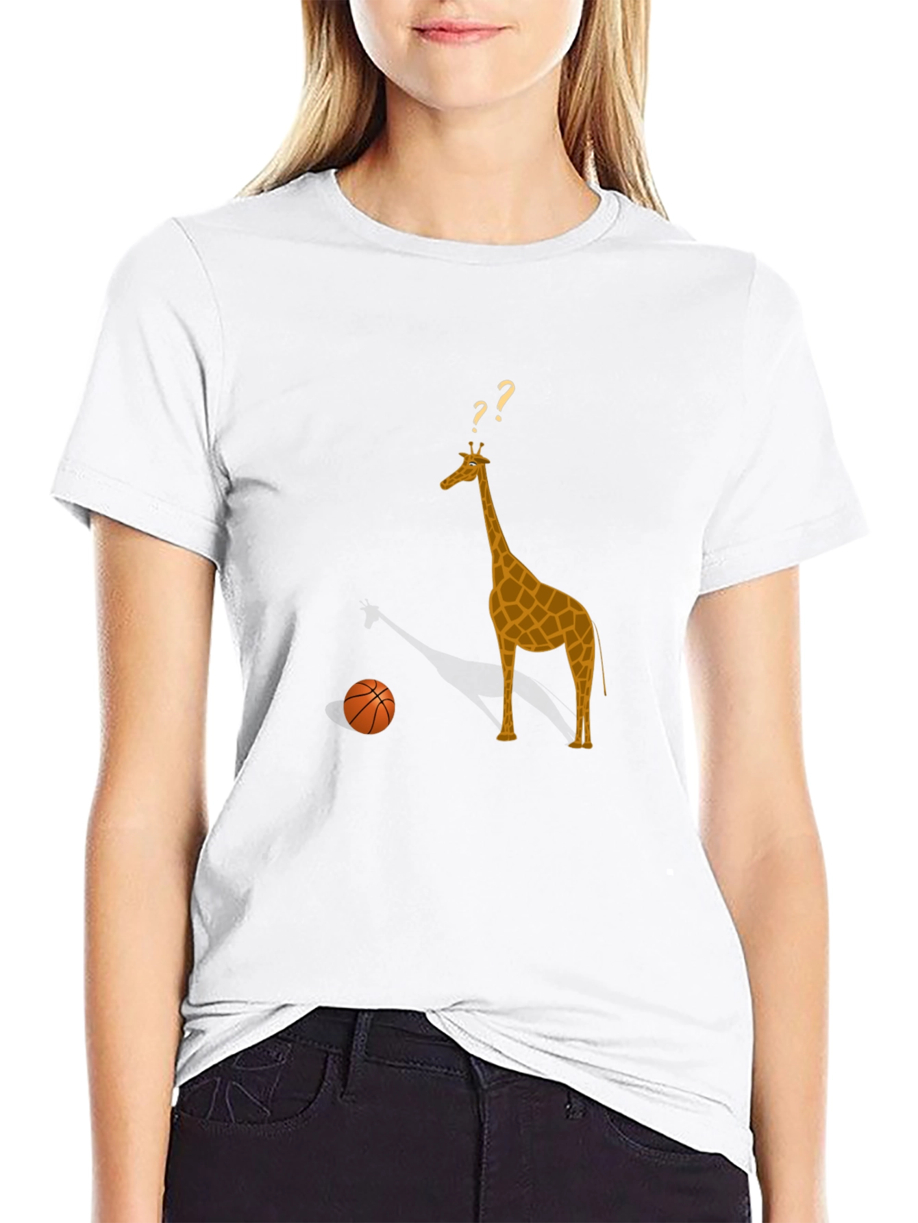 Giraffe Basketball T-Shirt - Novelty Graphic Tee