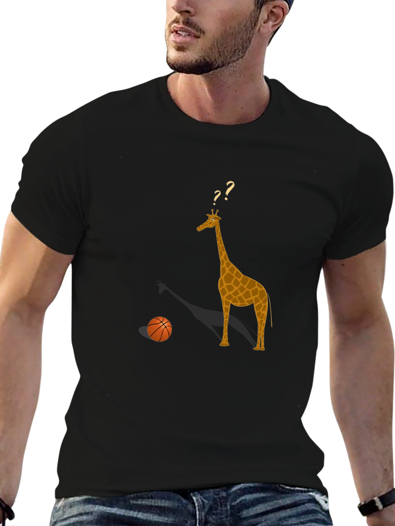 Giraffe Basketball T-Shirt - Novelty Graphic Tee