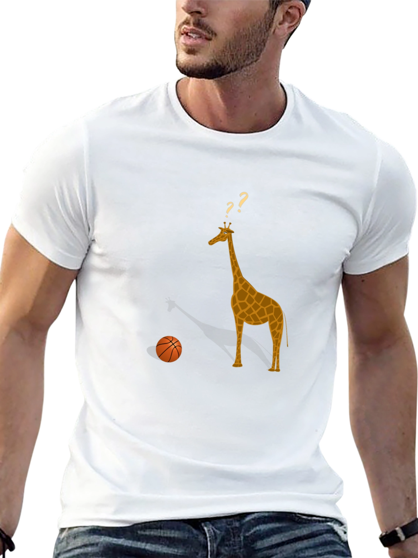 Giraffe Basketball T-Shirt - Novelty Graphic Tee