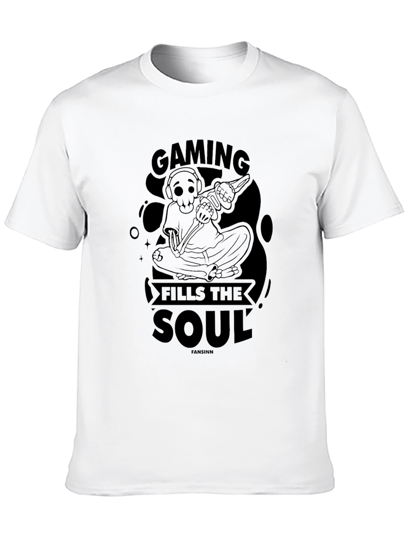 Gaming Fills The Soul Black Graphic T-Shirt