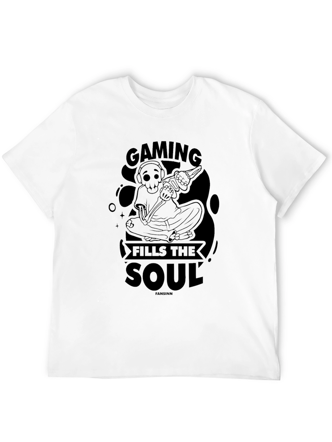 Gaming Fills The Soul Black Graphic T-Shirt