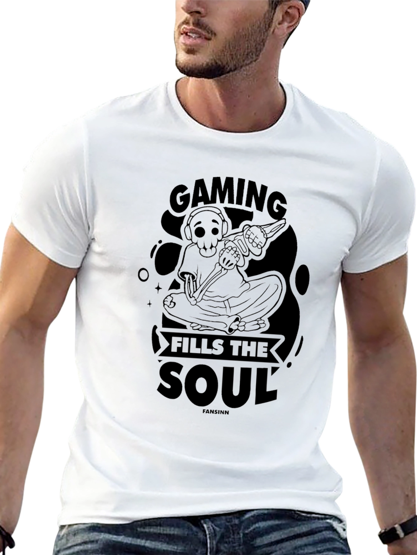 Gaming Fills The Soul Black Graphic T-Shirt