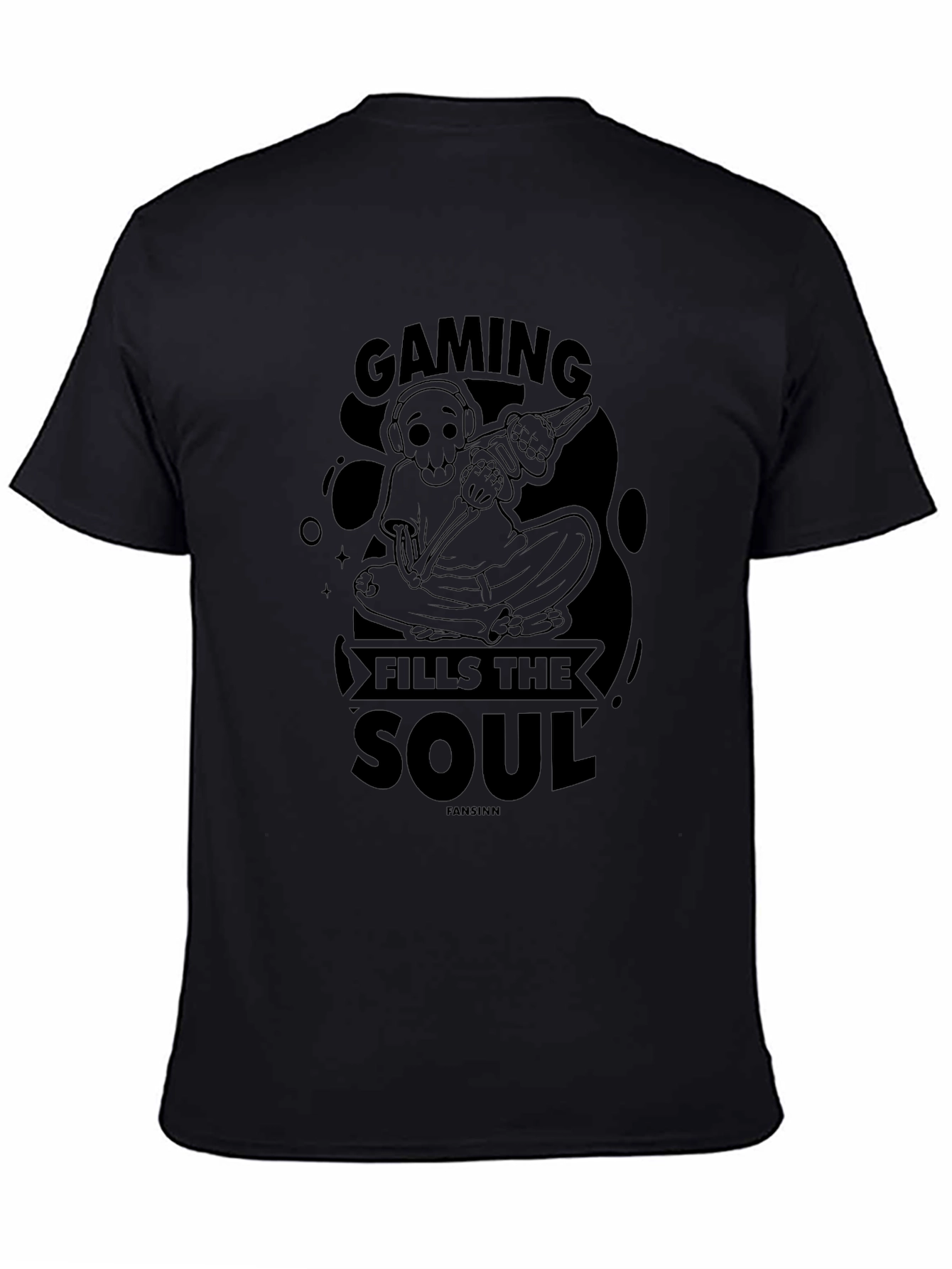 Gaming Fills The Soul Black Graphic T-Shirt