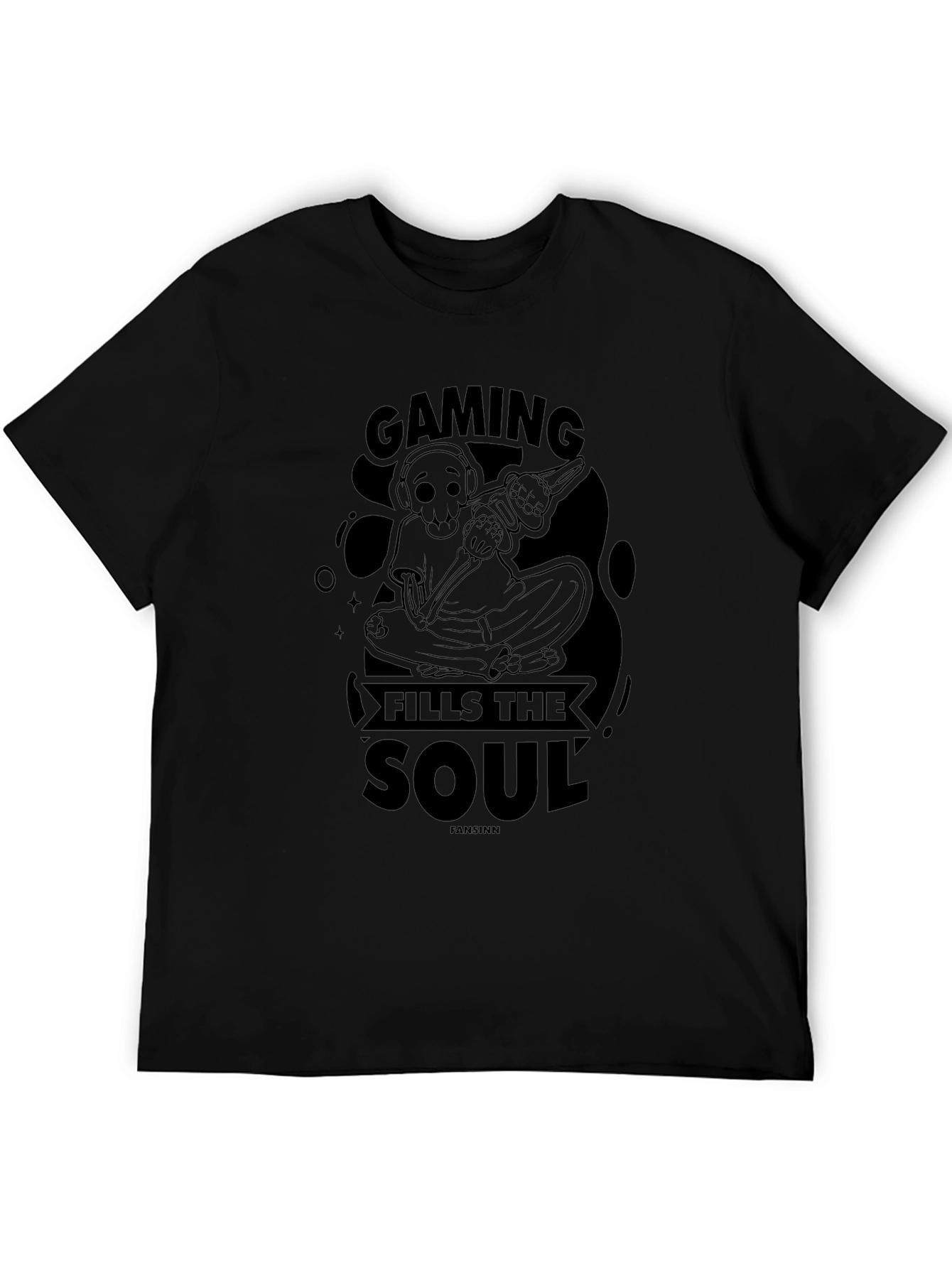 Gaming Fills The Soul Black Graphic T-Shirt