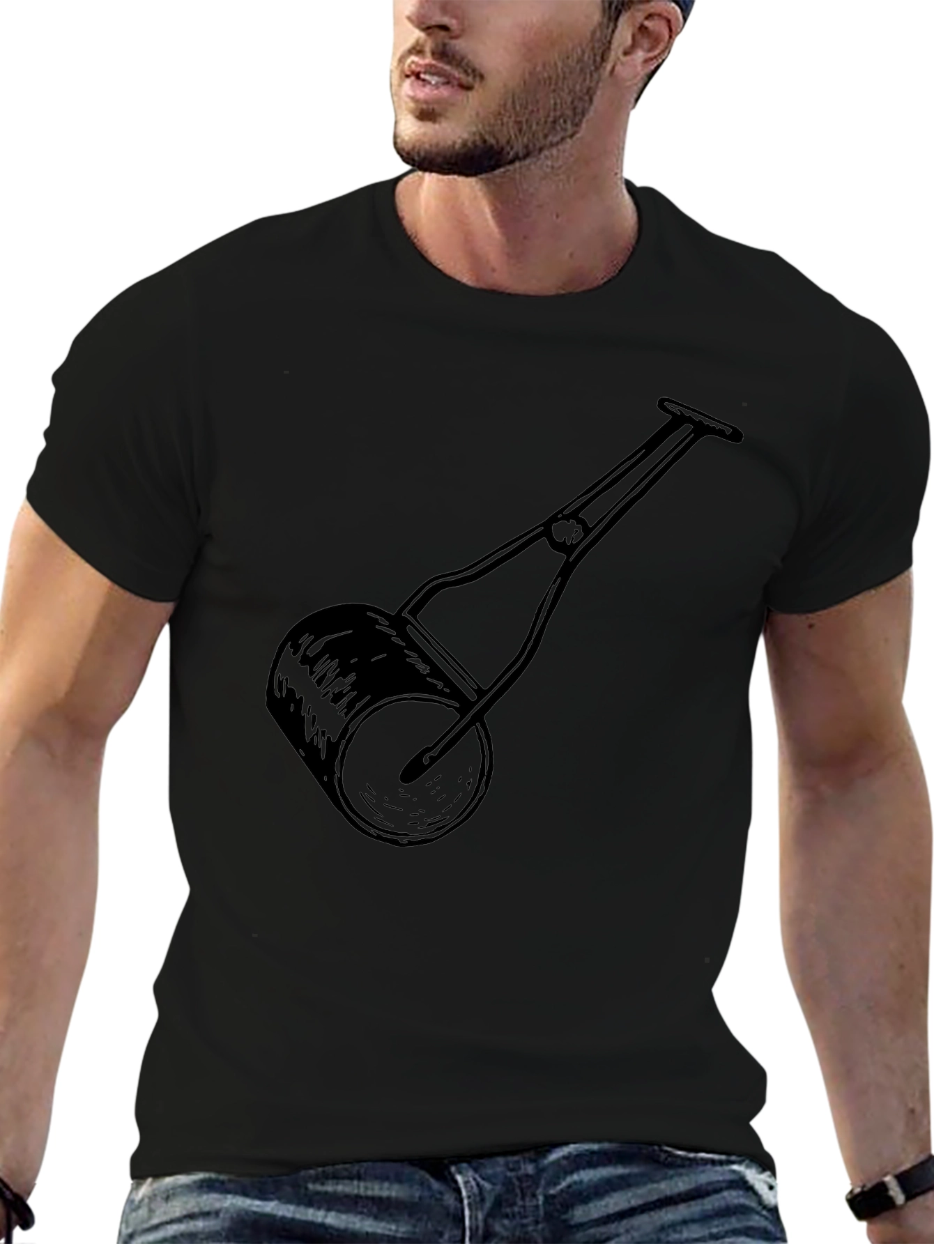 Hand Roller Printed Tee - Black Cotton Shirt