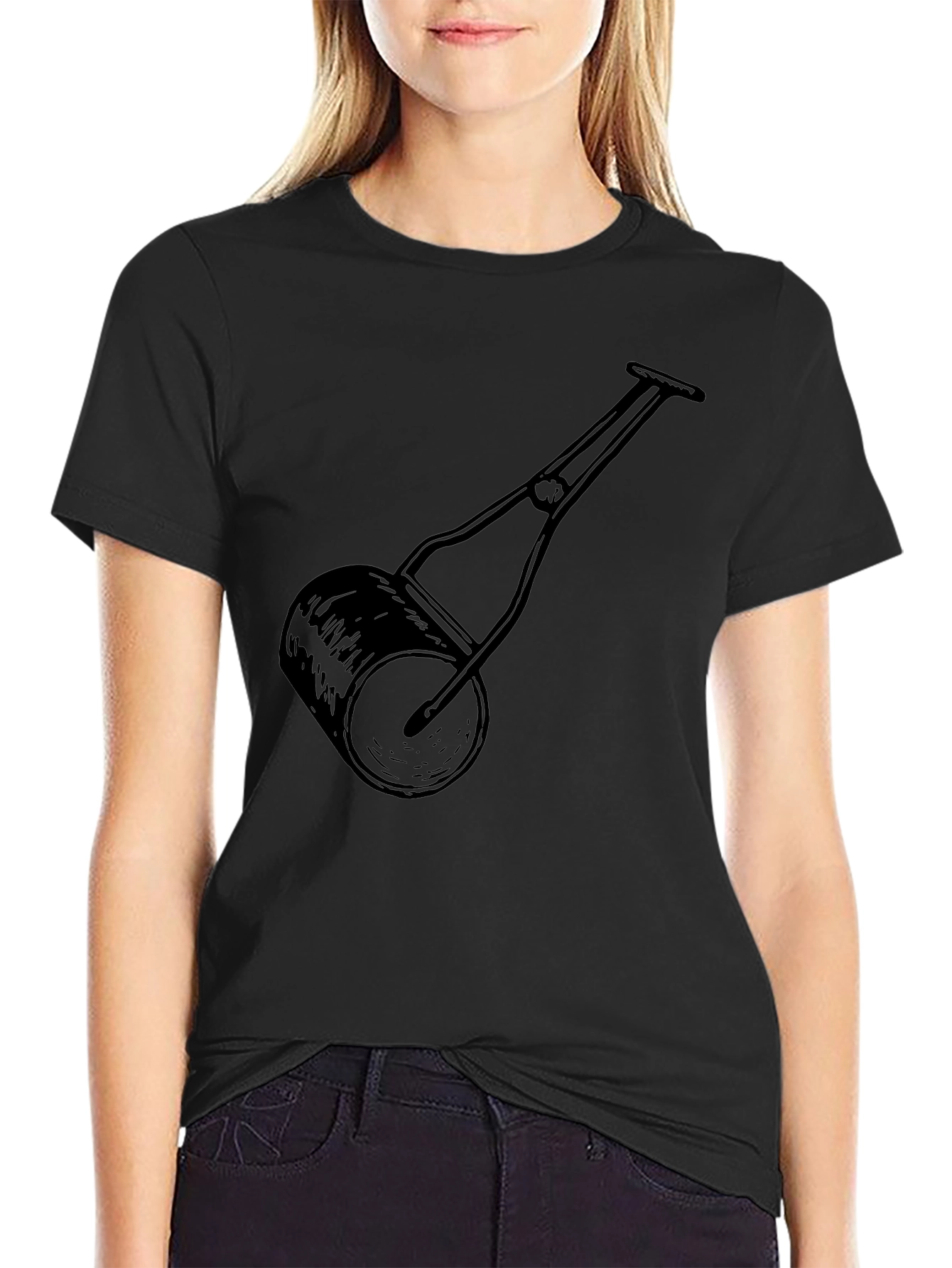 Hand Roller Printed Tee - Black Cotton Shirt