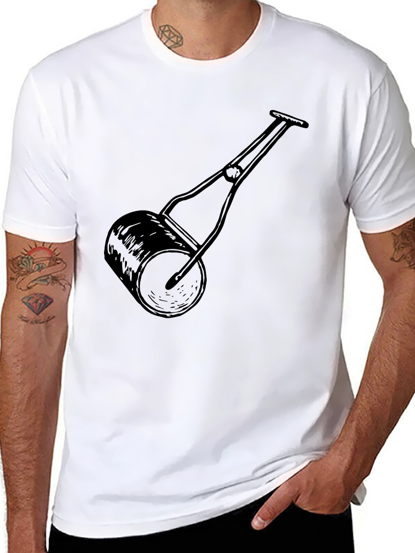 Hand Roller Printed Tee - Black Cotton Shirt
