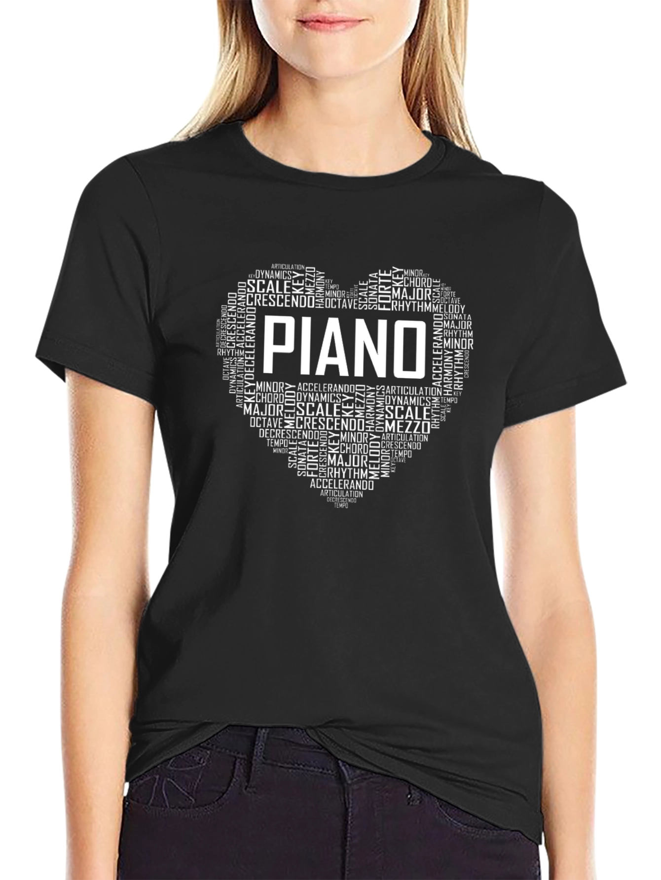 Piano Music Heart T-Shirt - Musician Tee