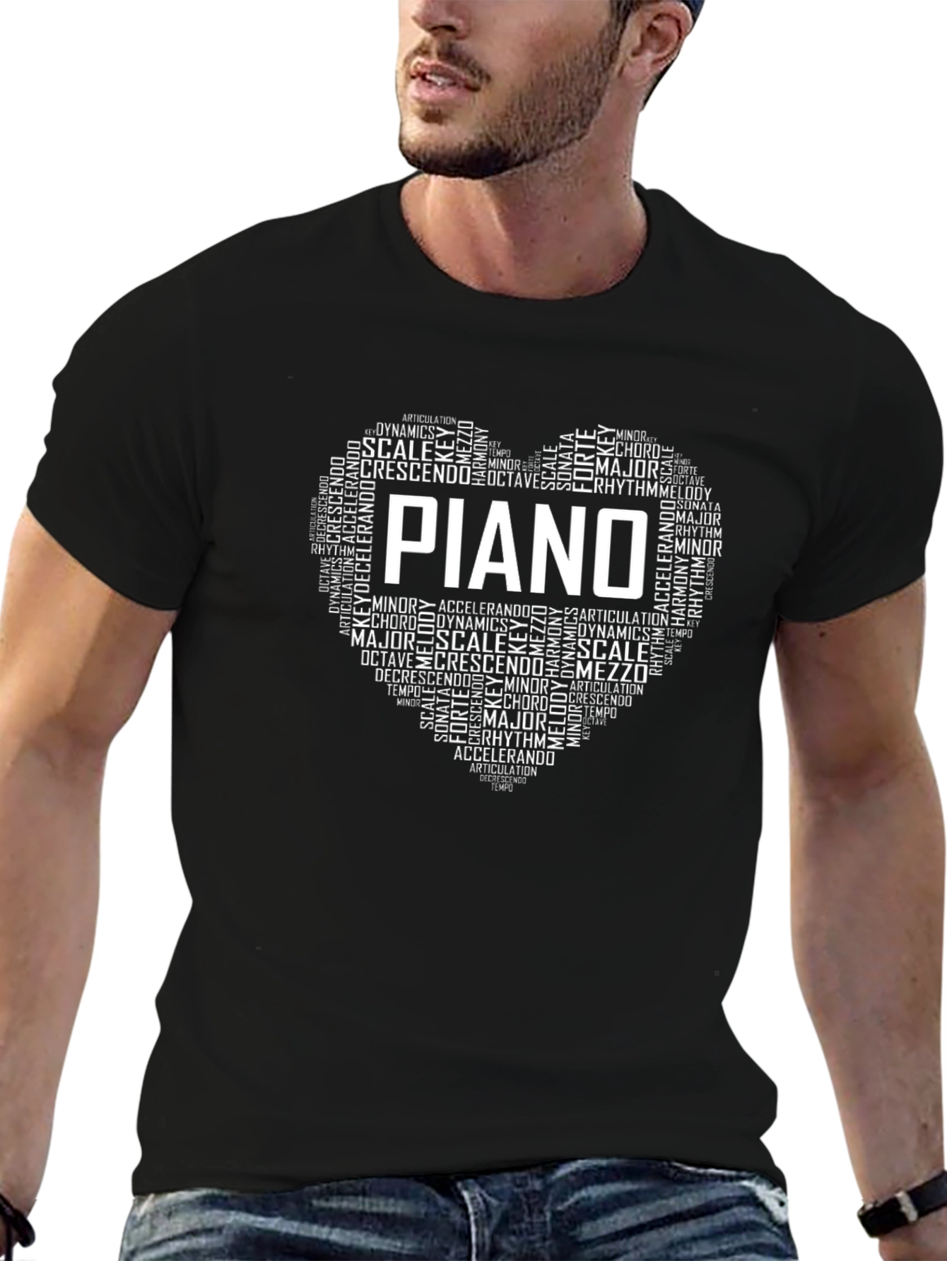 Piano Music Heart T-Shirt - Musician Tee