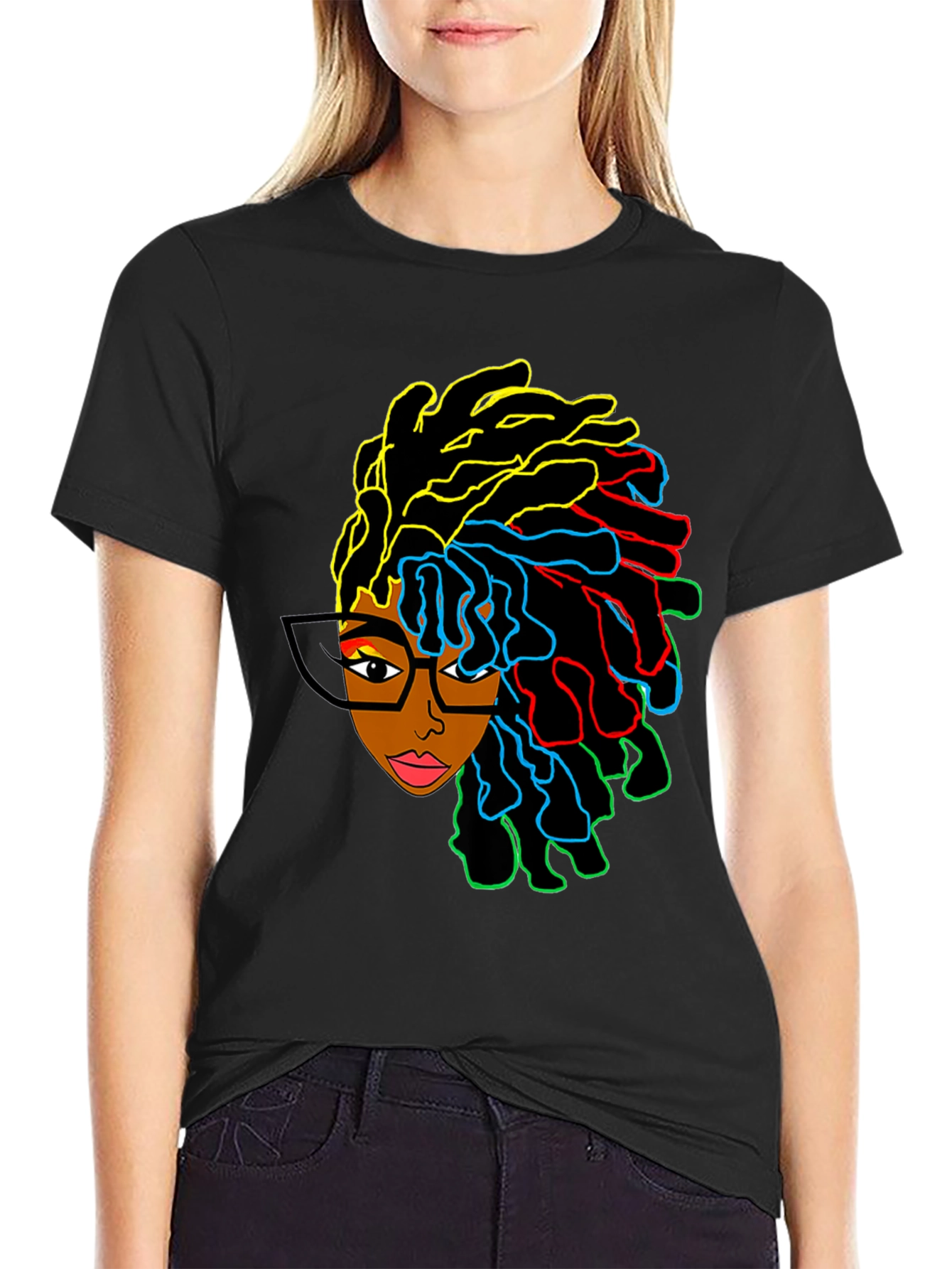 Vibrant Afro Woman Graphic Tee