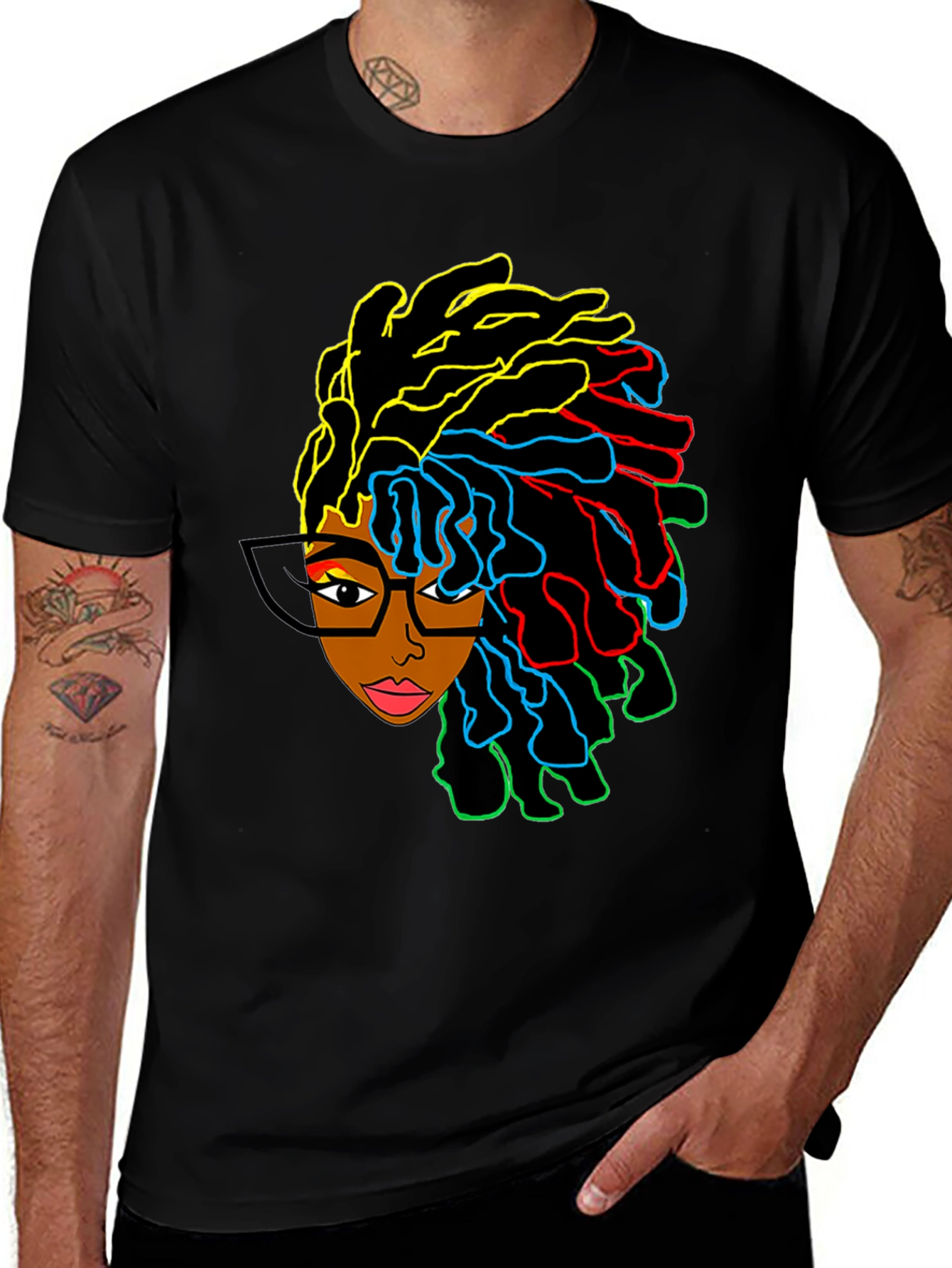 Vibrant Afro Woman Graphic Tee