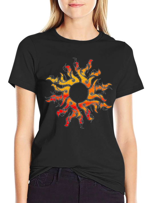 Fiery Sun Graphic Black T-Shirt