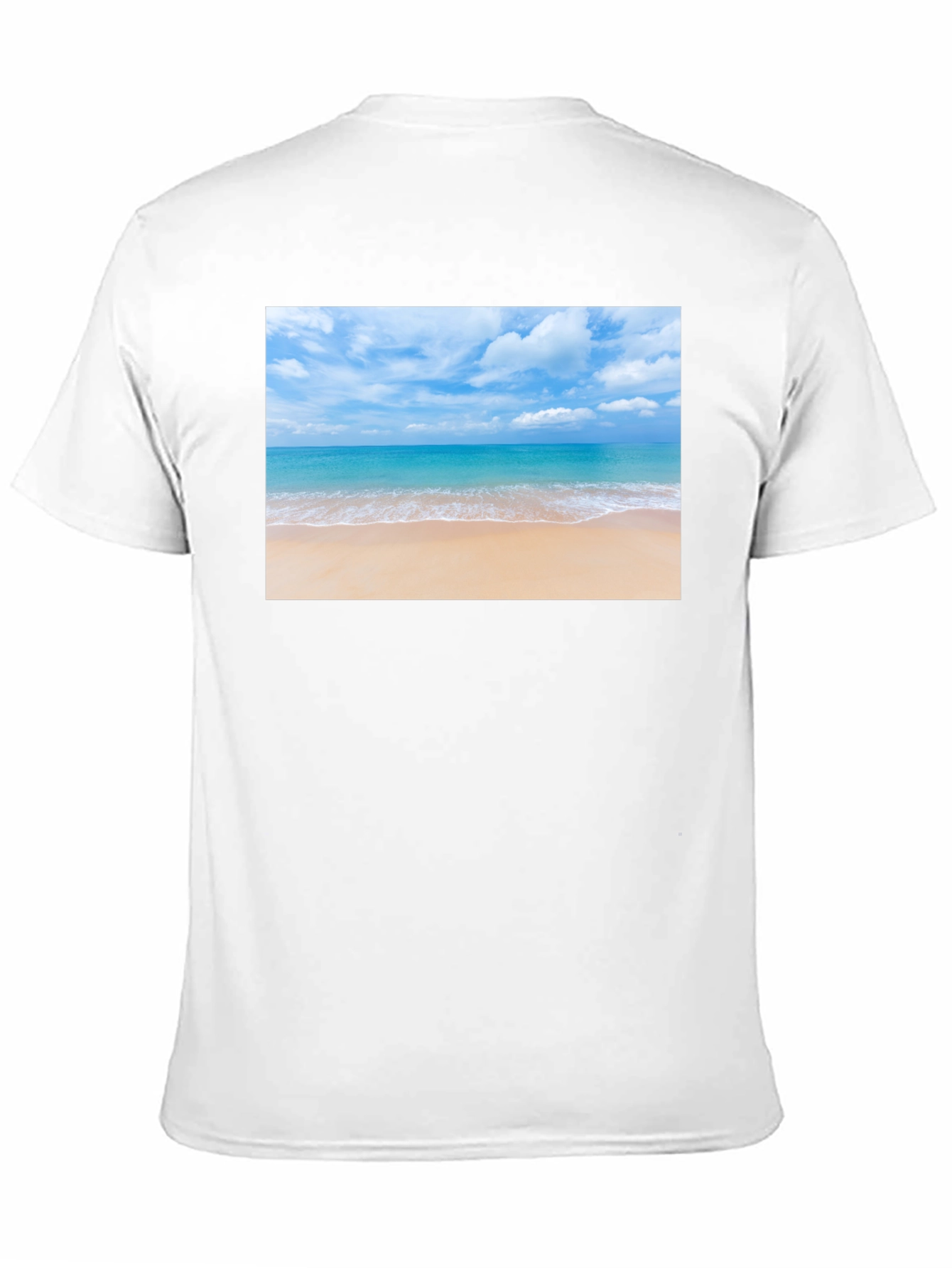 Beach Scene Graphic Tee - Black Cotton T-Shirt