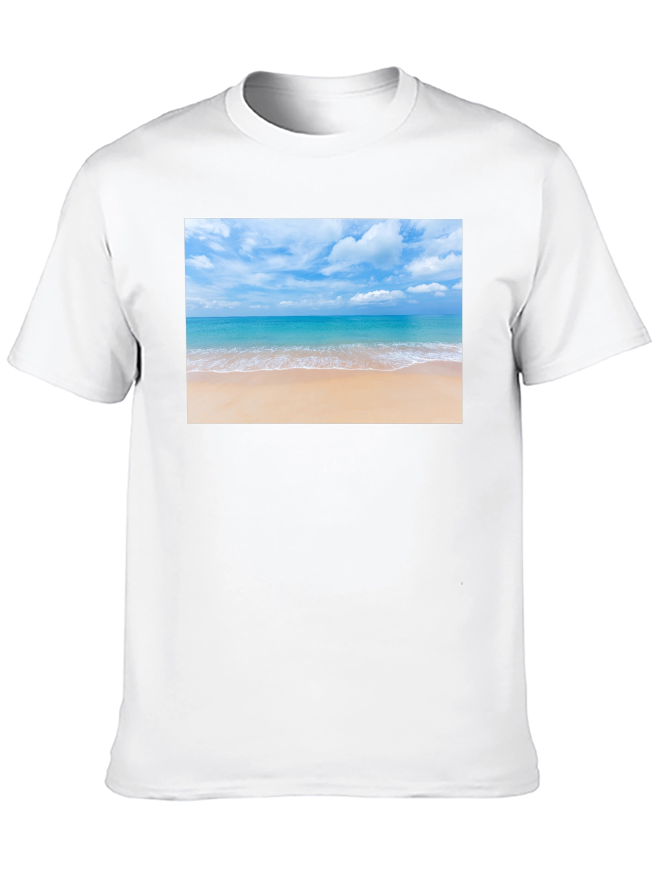 Beach Scene Graphic Tee - Black Cotton T-Shirt