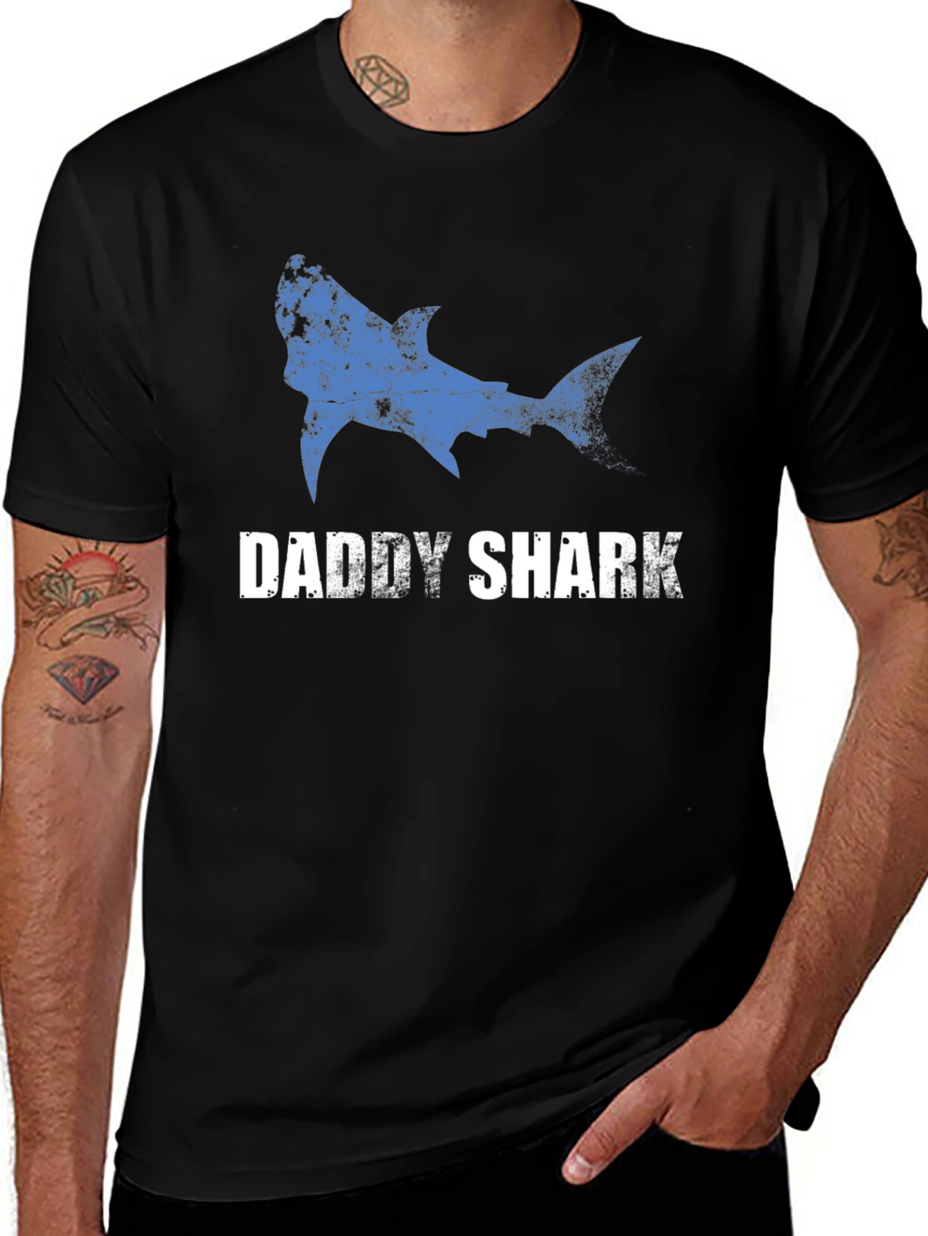 Daddy Shark Graphic Tee - Mens Black T-Shirt