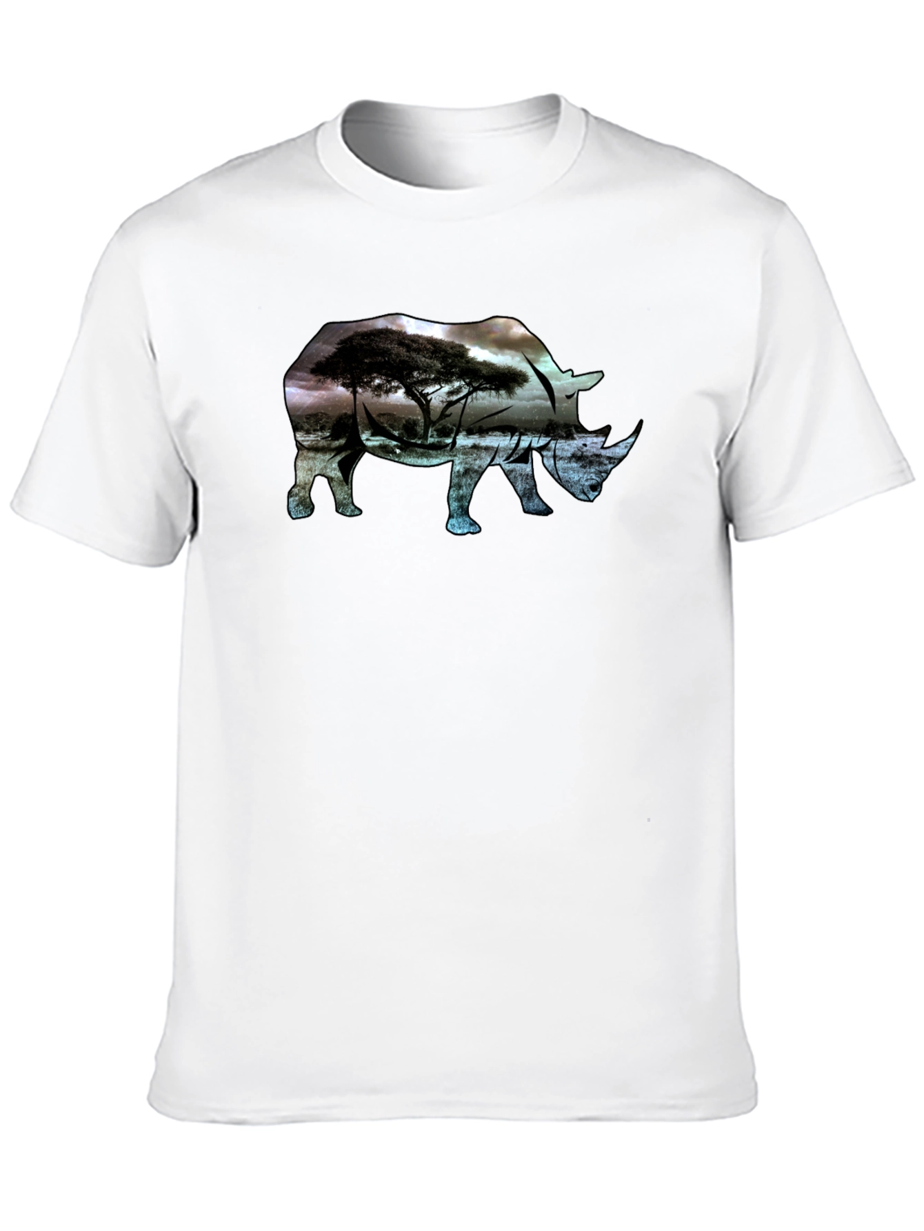 Rhinoceros Silhouette Graphic Tee - Nature Inspired Design