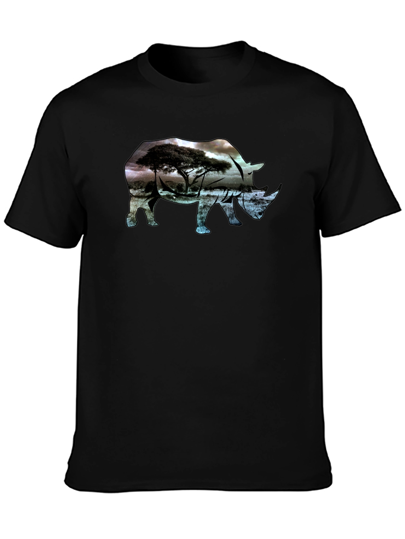 Rhinoceros Silhouette Graphic Tee - Nature Inspired Design
