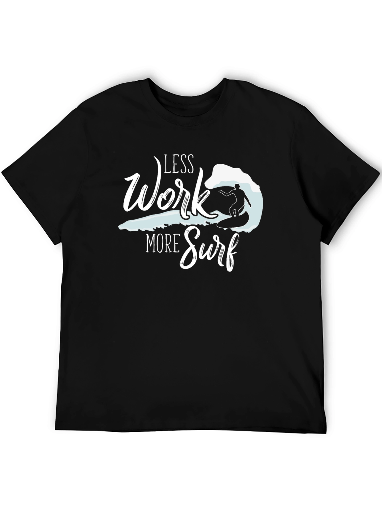 Less Work More Surf Black Graphic Tee