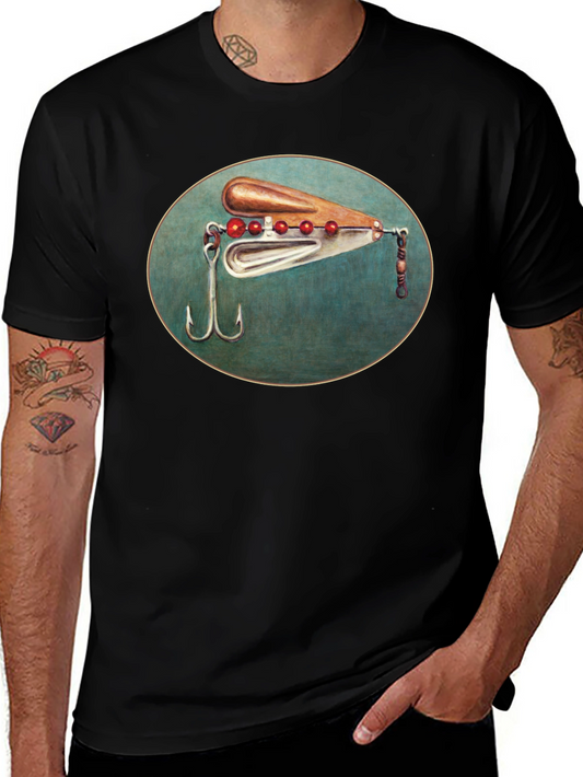 Fishing Lure Graphic Tee - Black Cotton T-Shirt