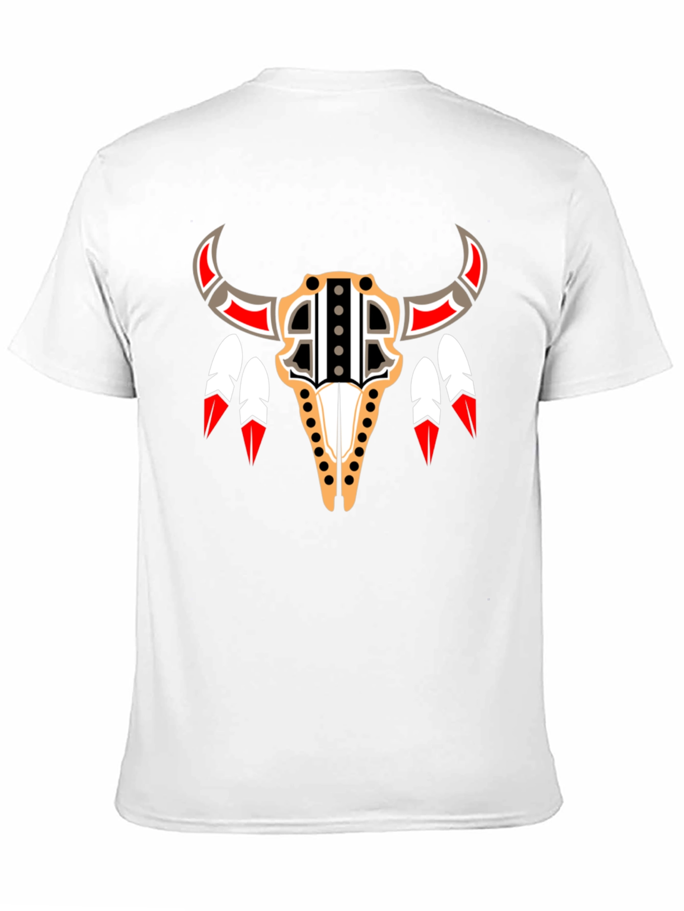 Tribal Bull Skull Graphic Tee - Black