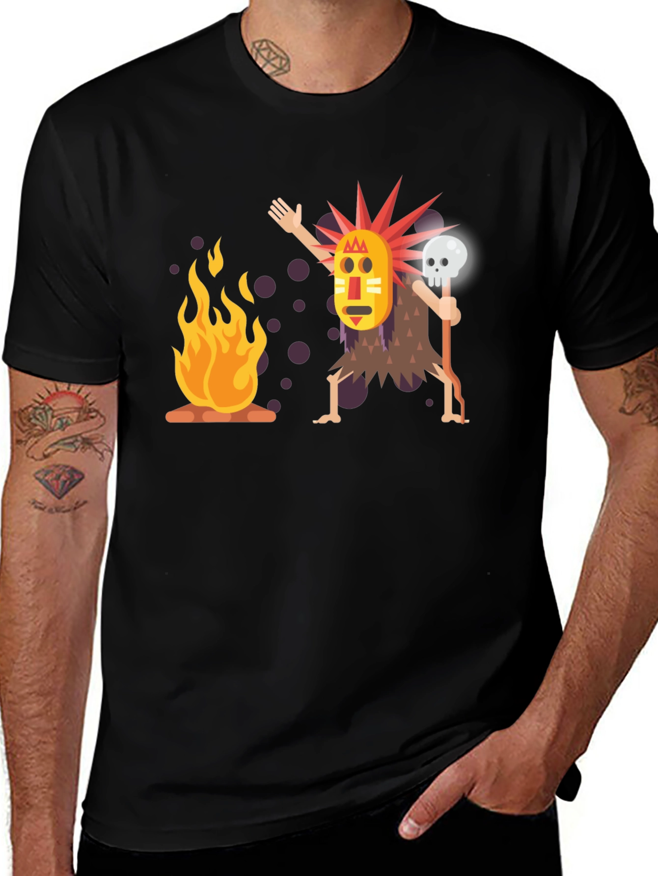 Tribal Mask Graphic Black T-Shirt