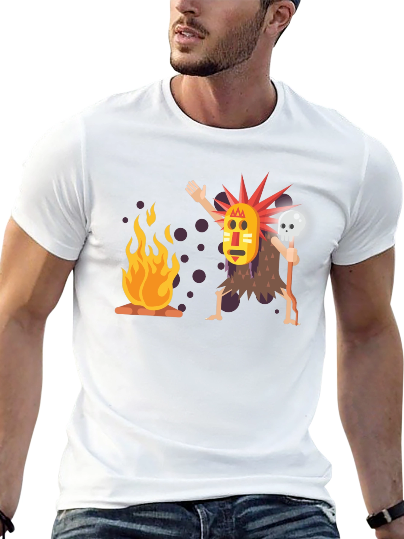 Tribal Mask Graphic Black T-Shirt