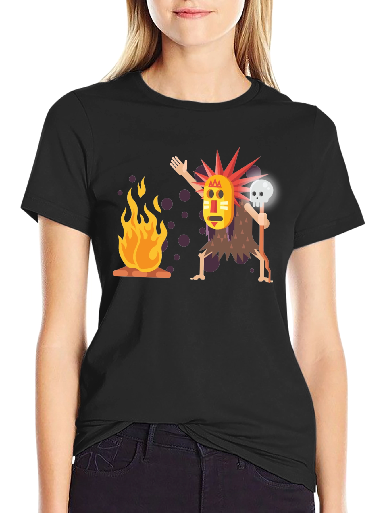 Tribal Mask Graphic Black T-Shirt