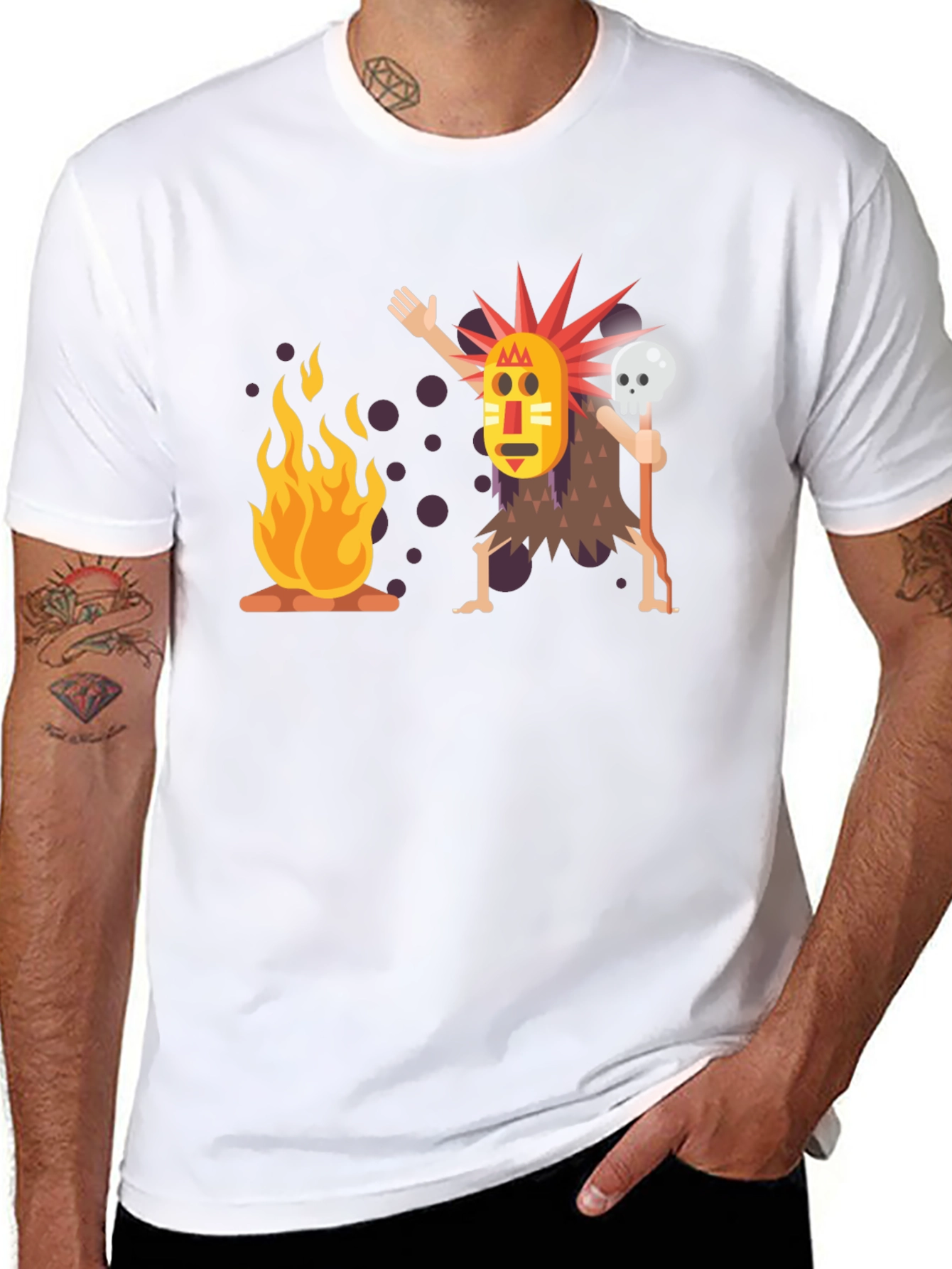 Tribal Mask Graphic Black T-Shirt