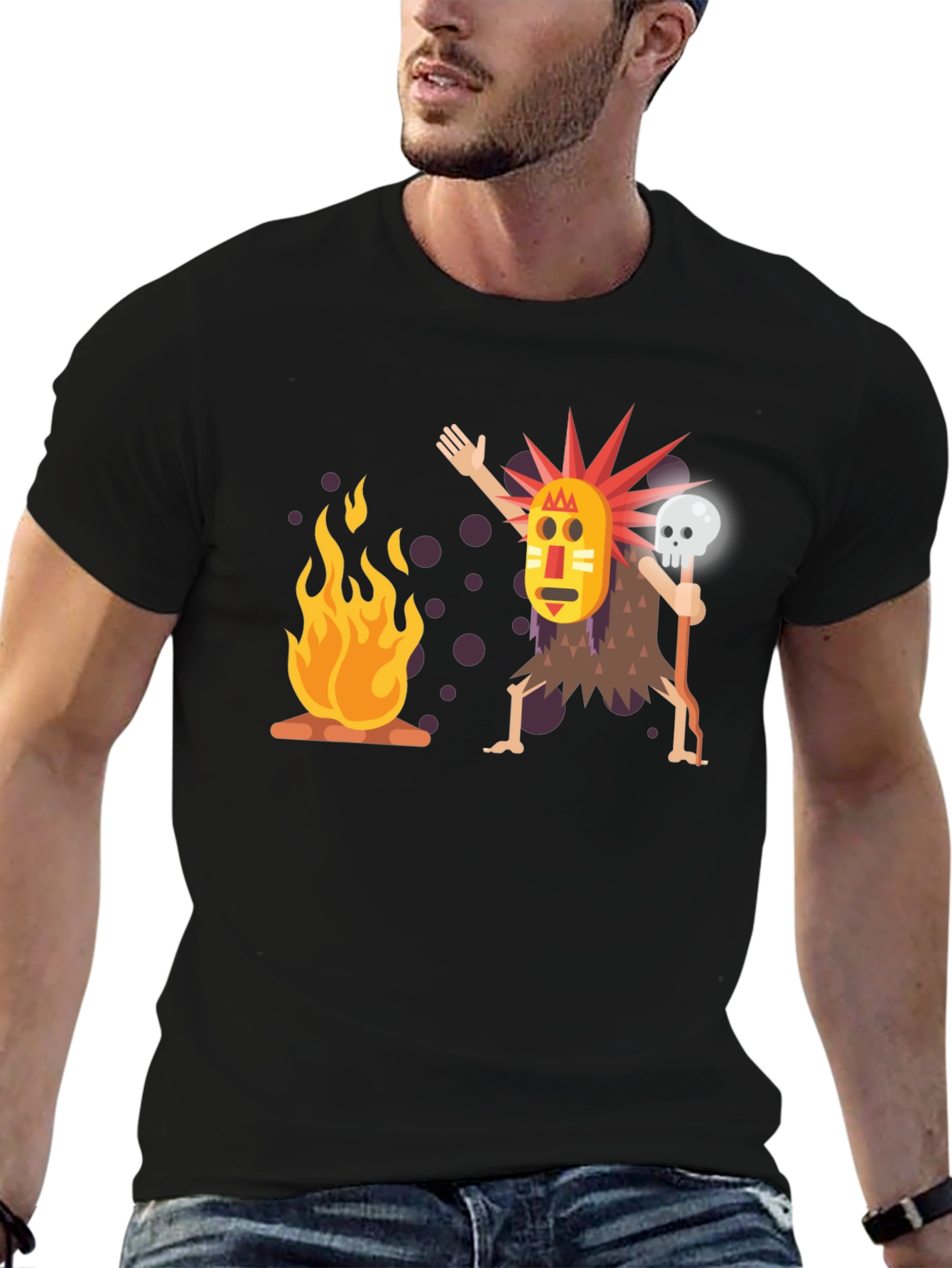Tribal Mask Graphic Black T-Shirt