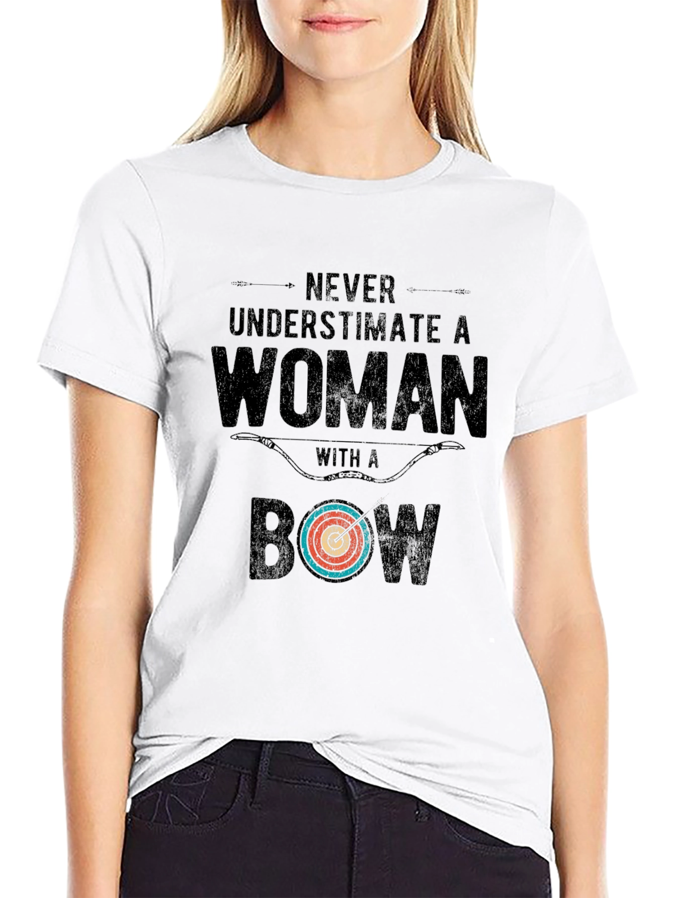 Never Underestimate a Woman with a Bow T-Shirt