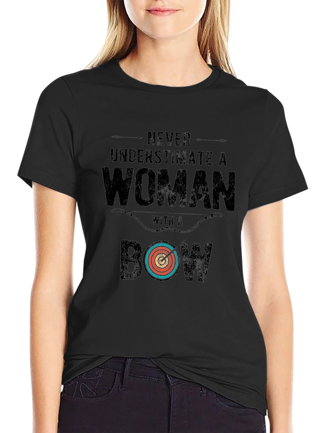 Never Underestimate a Woman with a Bow T-Shirt