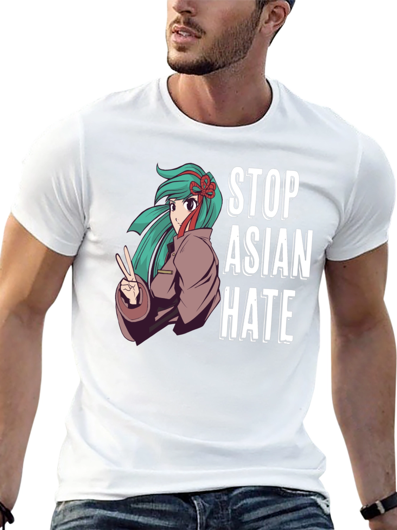 Stop Asian Hate T-Shirt Anime Design Activism Tee