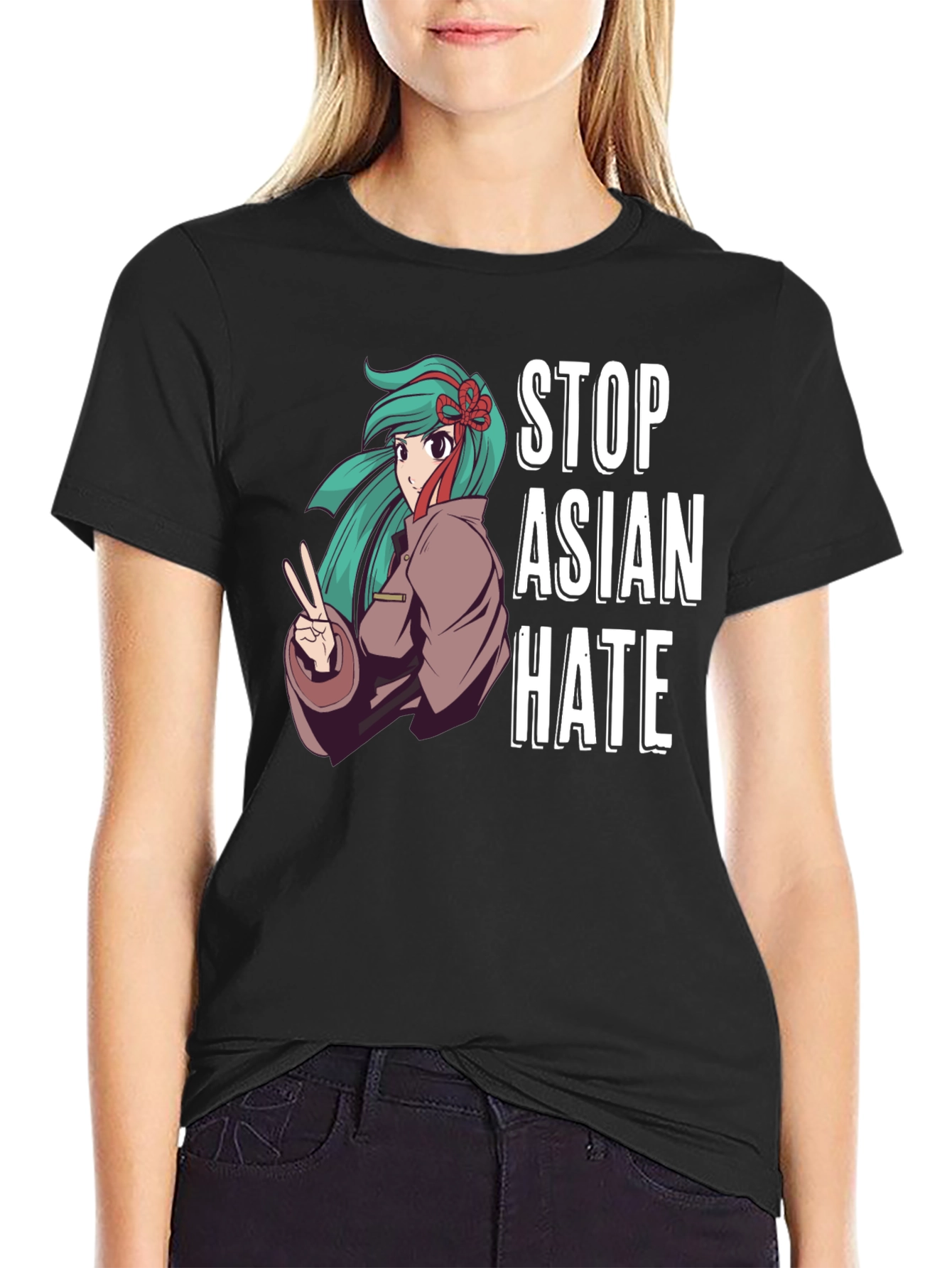 Stop Asian Hate T-Shirt Anime Design Activism Tee