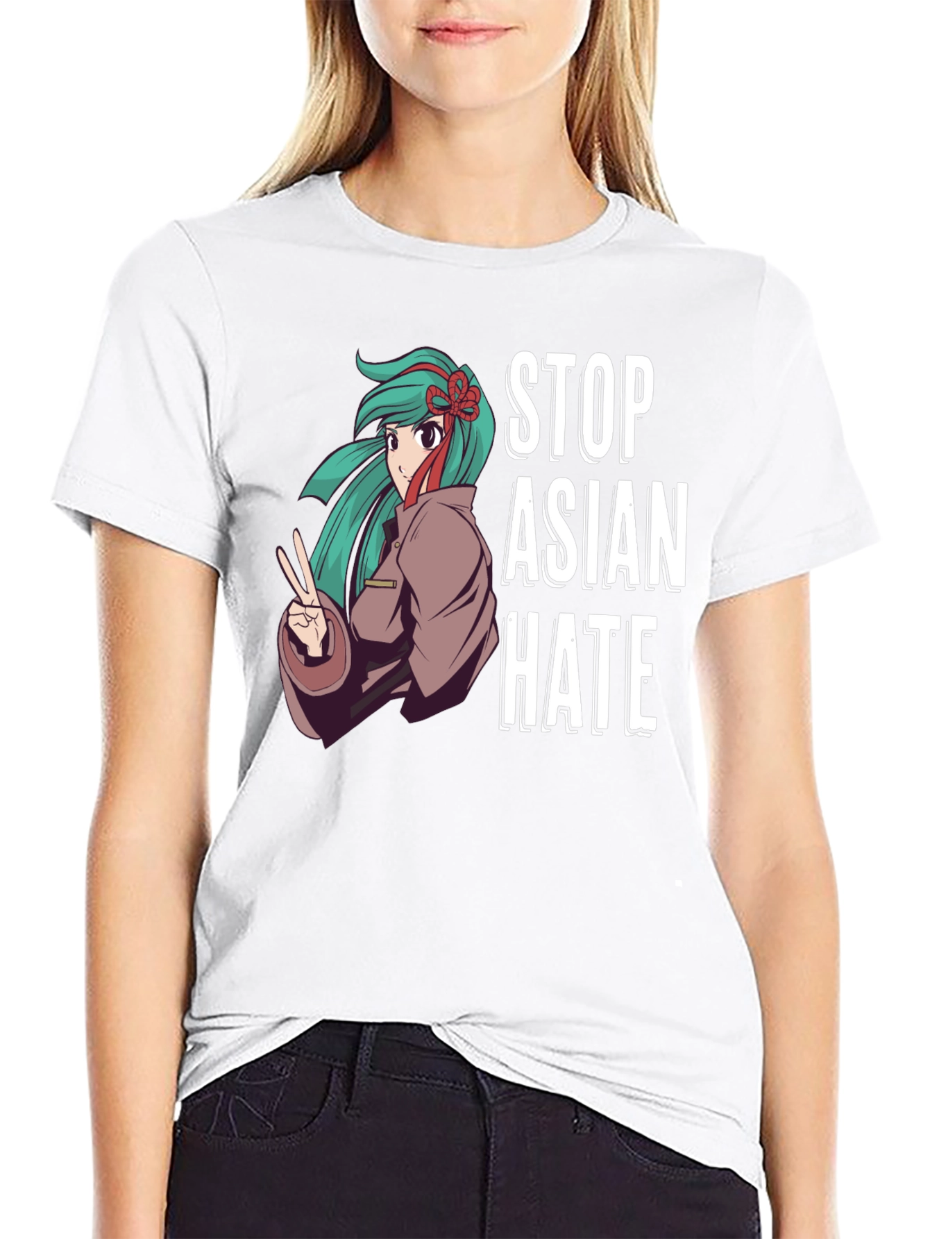 Stop Asian Hate T-Shirt Anime Design Activism Tee