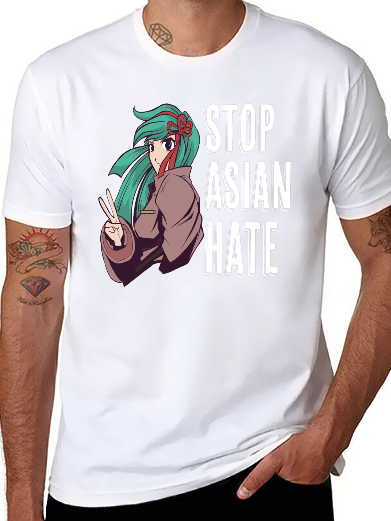 Stop Asian Hate T-Shirt Anime Design Activism Tee