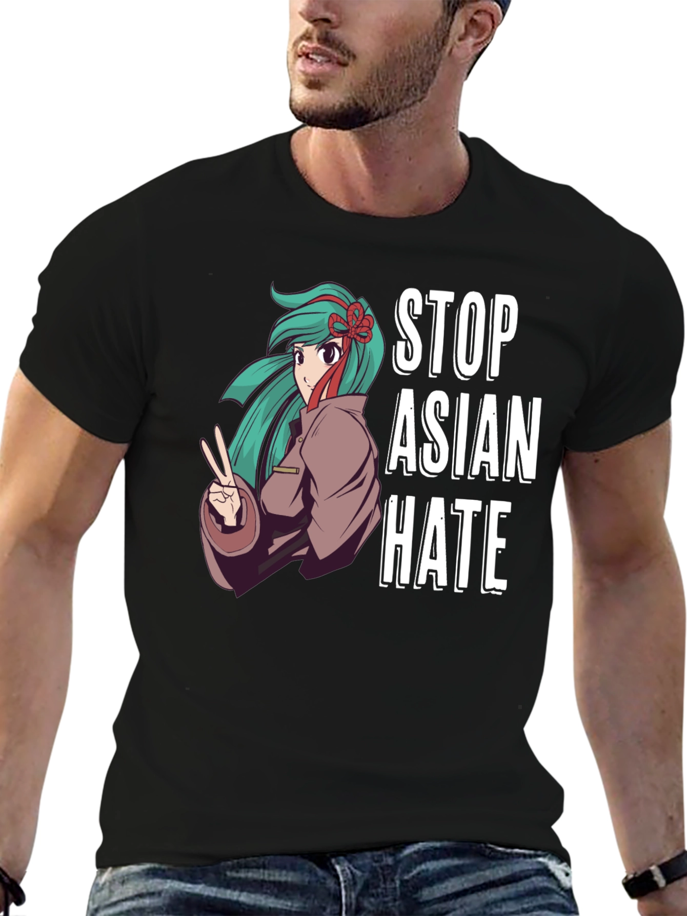 Stop Asian Hate T-Shirt Anime Design Activism Tee