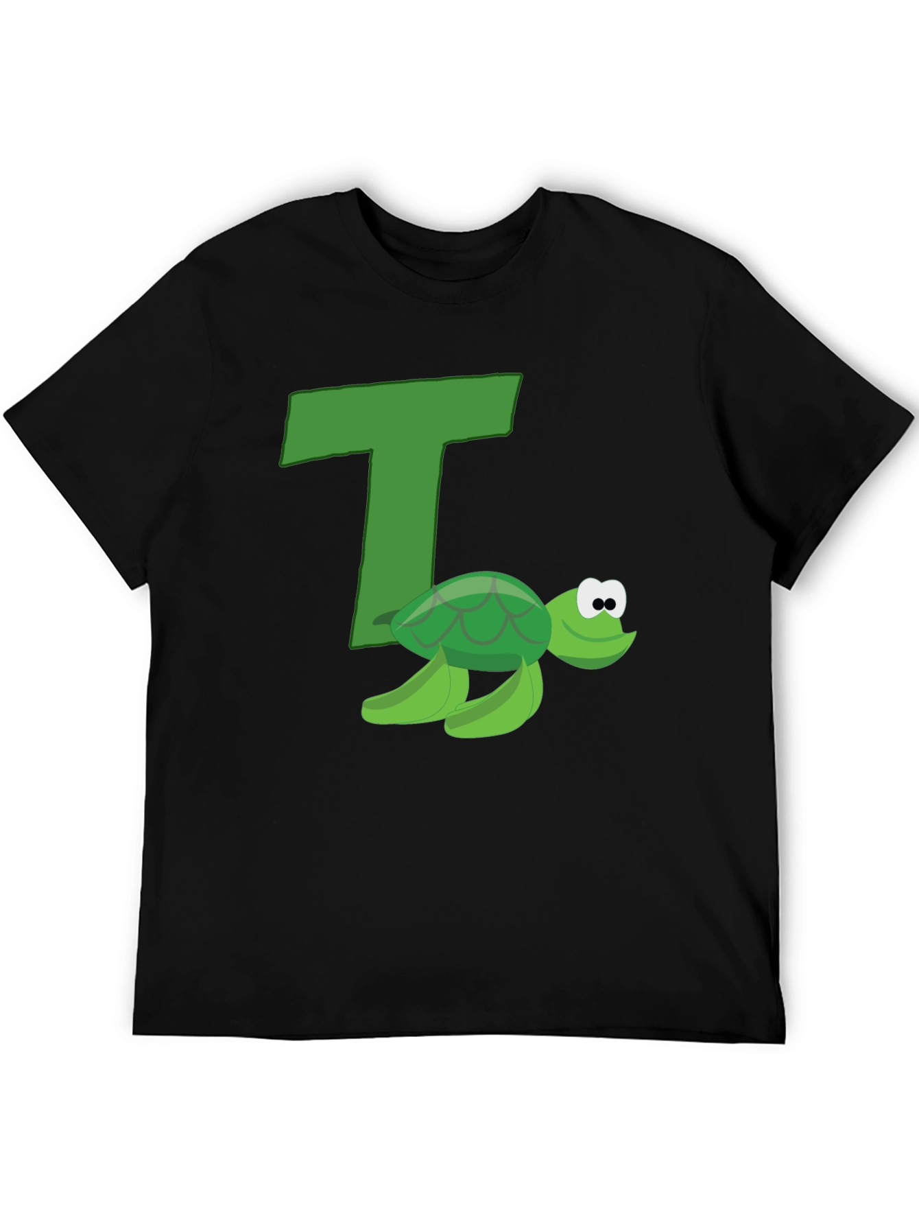 Cartoon Turtle T-Shirt - Black Cotton Tee