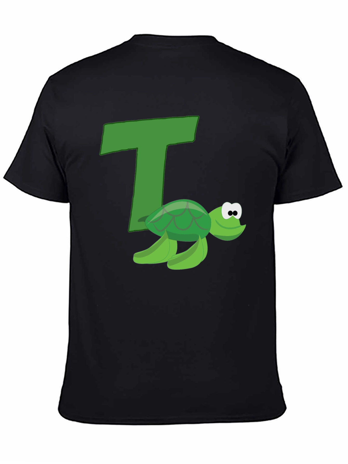 Cartoon Turtle T-Shirt - Black Cotton Tee