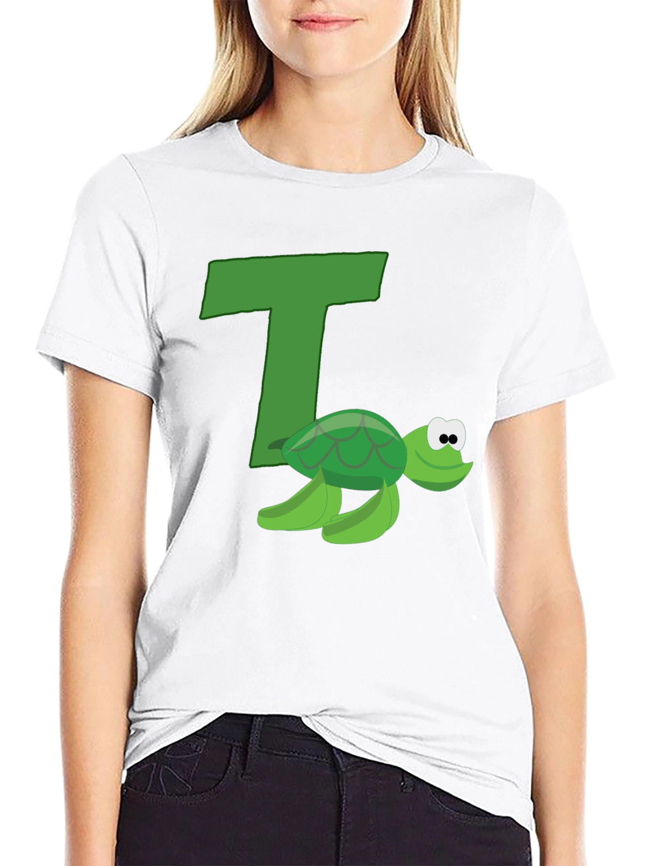 Cartoon Turtle T-Shirt - Black Cotton Tee
