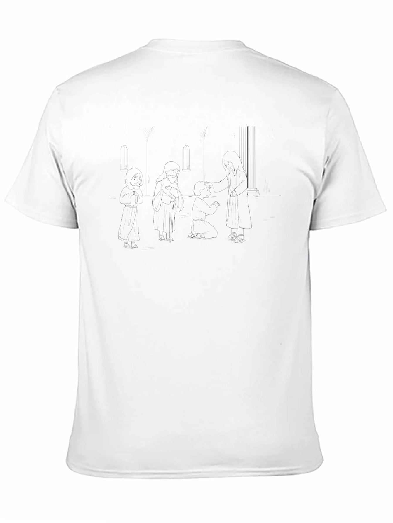 Minimalist Black T-Shirt with Line Art Design
