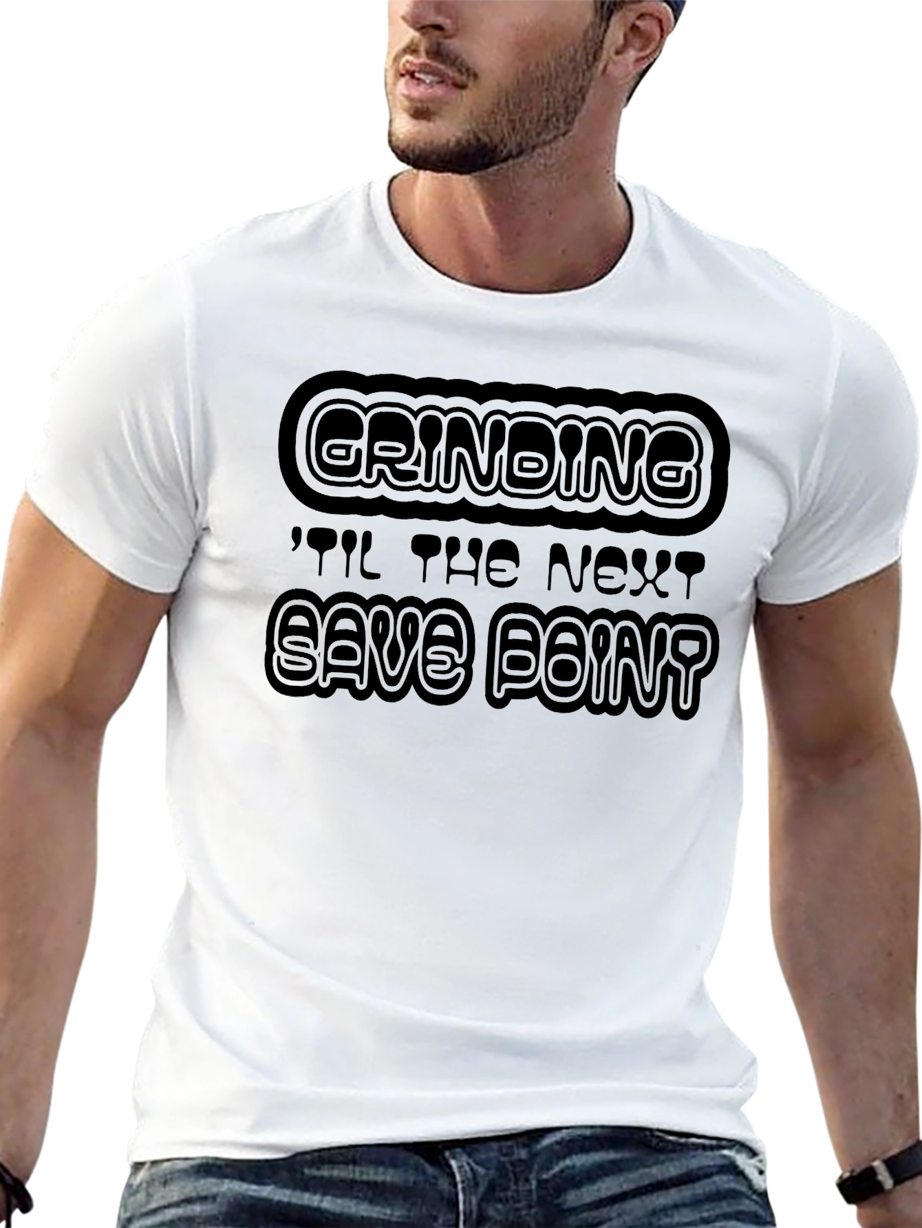 Grinding Til Next Save Point Black Graphic Tee