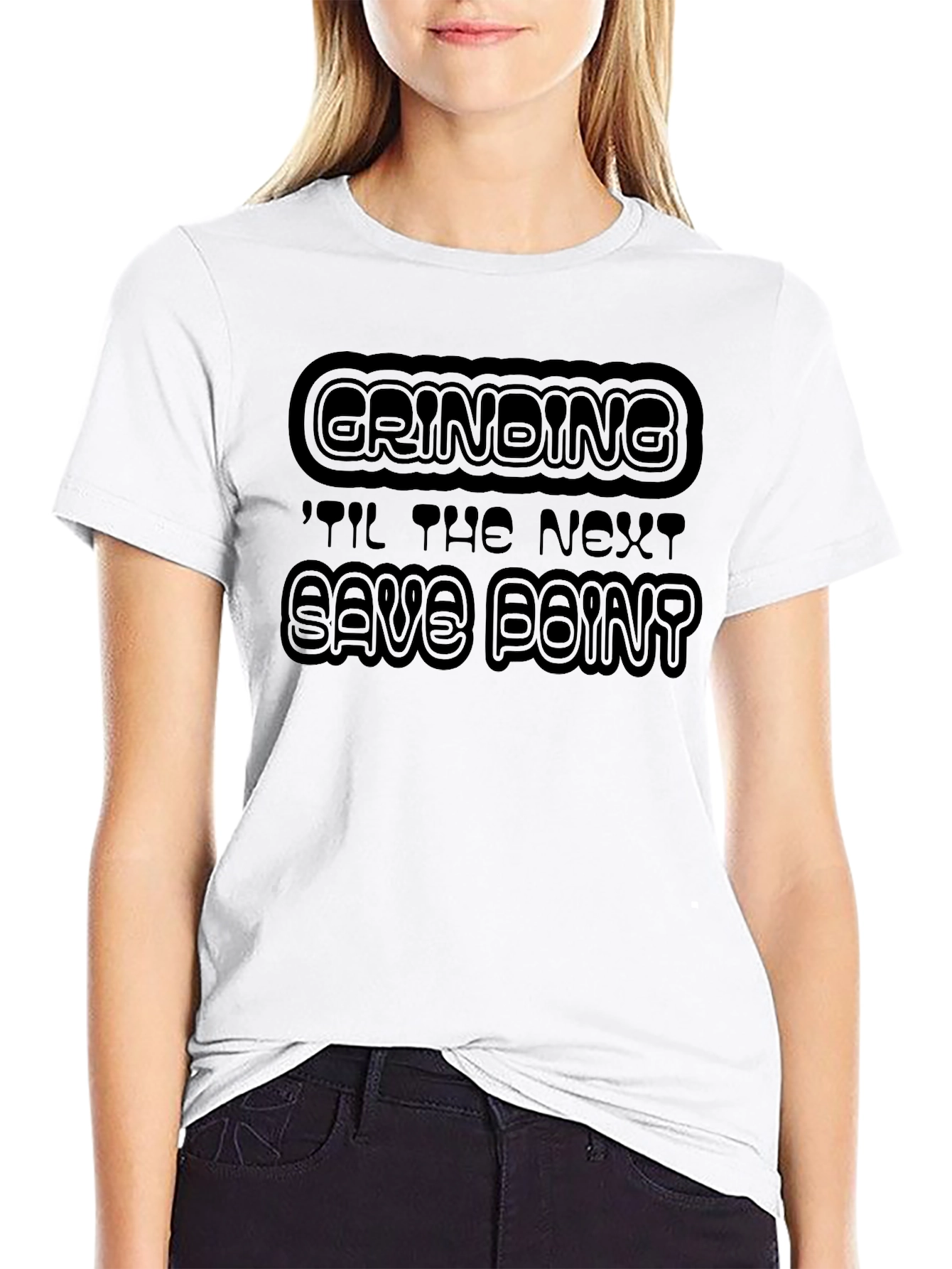 Grinding Til Next Save Point Black Graphic Tee