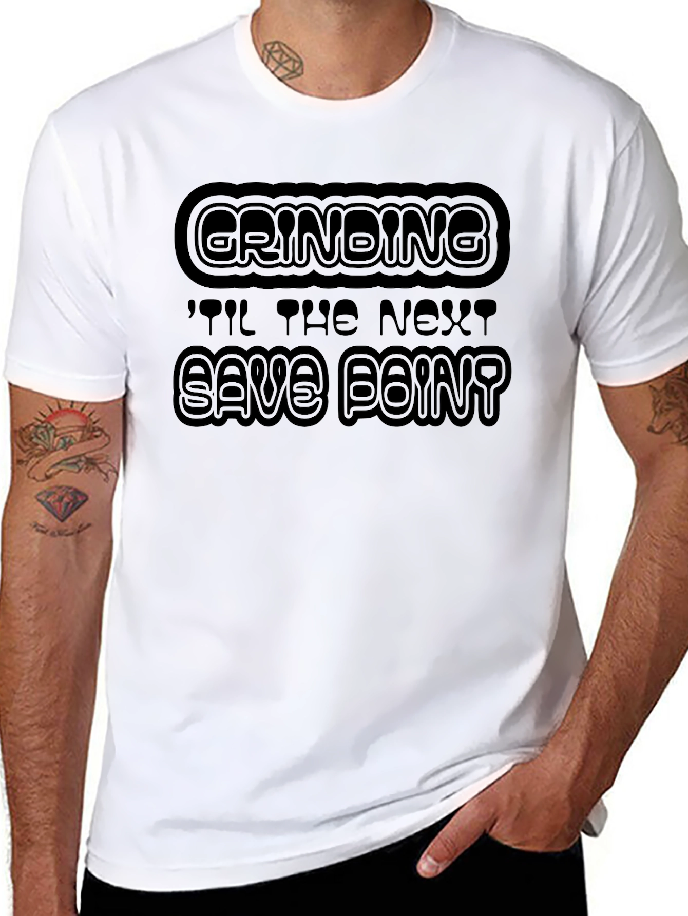 Grinding Til Next Save Point Black Graphic Tee