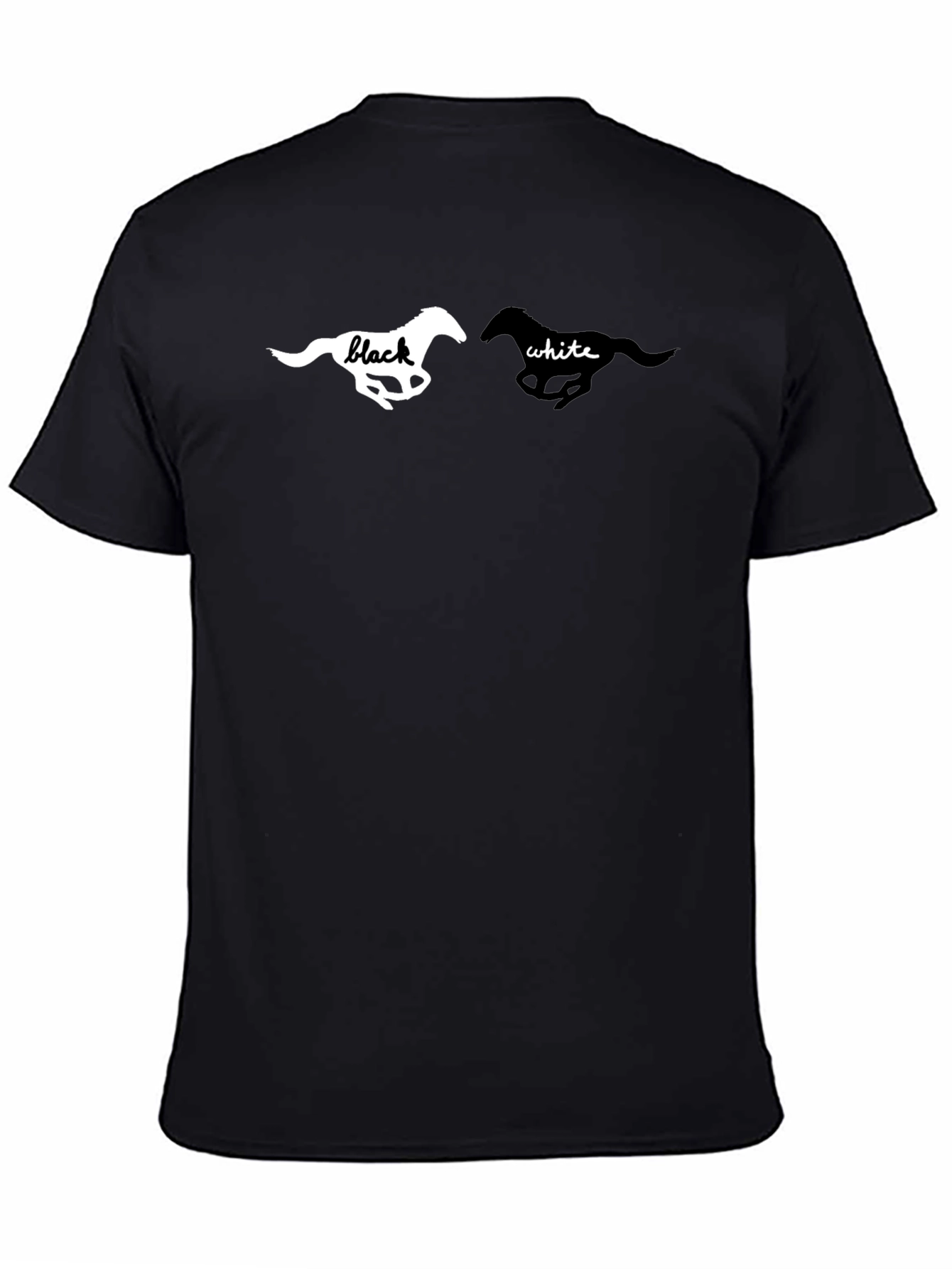Black T-Shirt with Horse Graphic