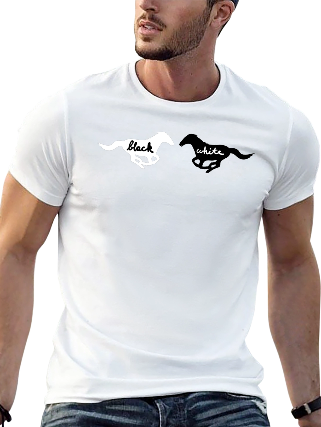 Black T-Shirt with Horse Graphic