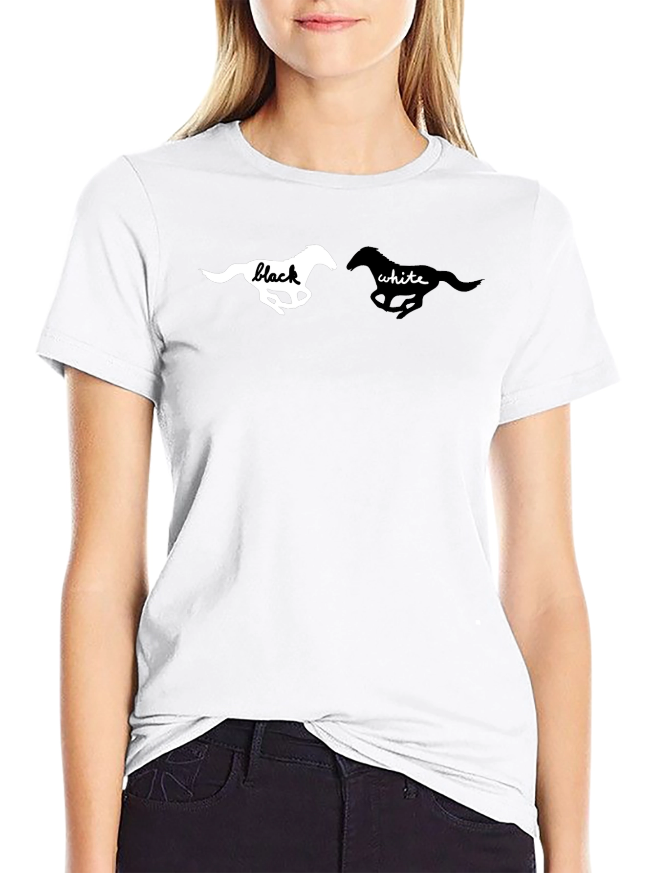 Black T-Shirt with Horse Graphic